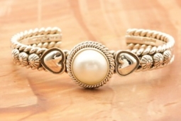 Artie Yellowhorse Genuine Mabe Pearl Sterling Silver Bracelet